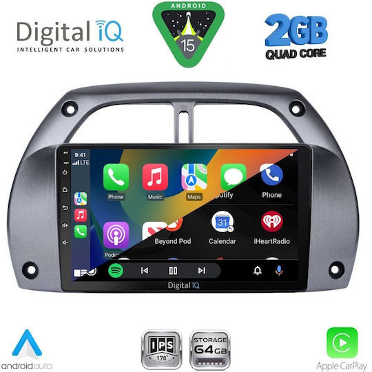 Digital IQ Auto-Audiosystem für Toyota RAV 4 2000-2006 mit A/C (Bluetooth/USB/AUX/Eingebautes Wi-Fi / 3G/GPS/Apple CarPlay/Android Auto) mit Touchscreen 9 Zoll