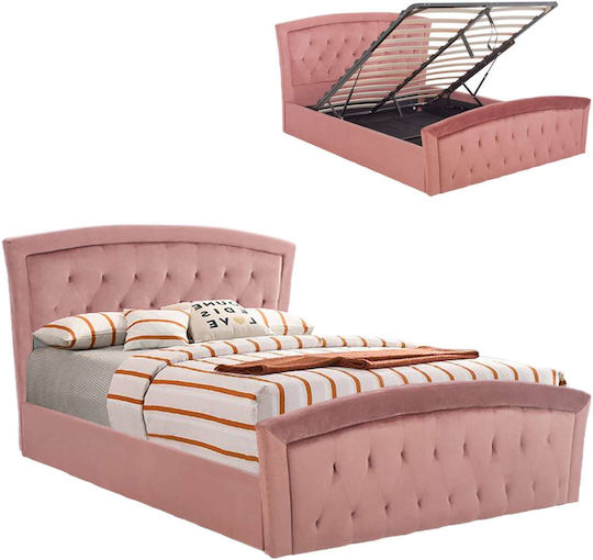 Doppelbett Mit Samt Bezogen Mit Apfel Mit Stauraum & Lattenrost Für Matratzengröße 160x200cm