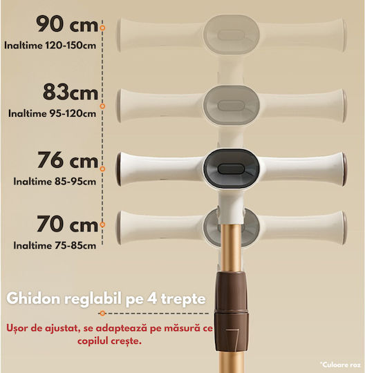 Qova Kinderroller Klappbar 3-Rad für 3+ Jahre Beige