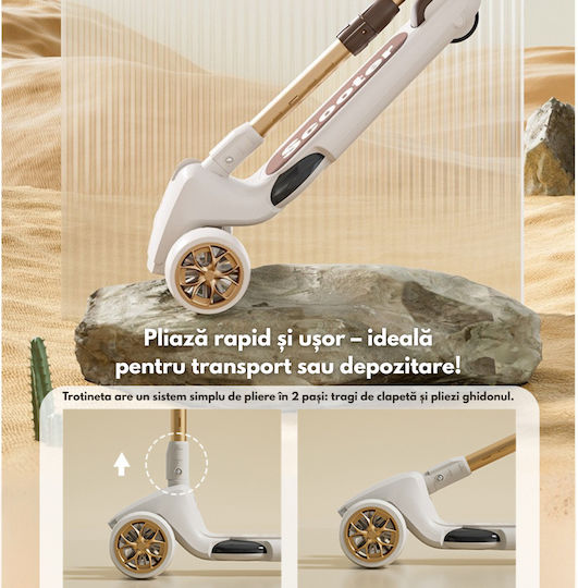 Qova Kinderroller Klappbar 3-Rad für 3+ Jahre Beige