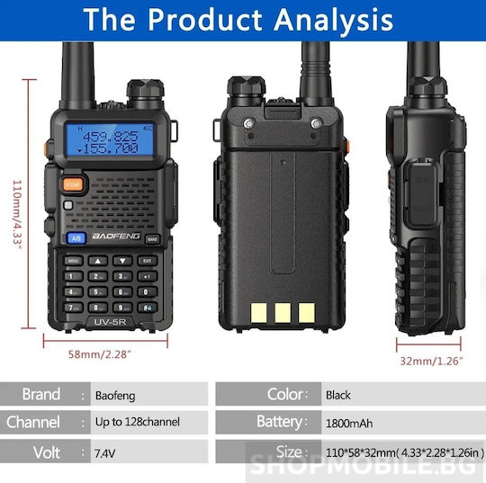 Baofeng UV-5R Walkie Talkie 5W Set of 2pcs