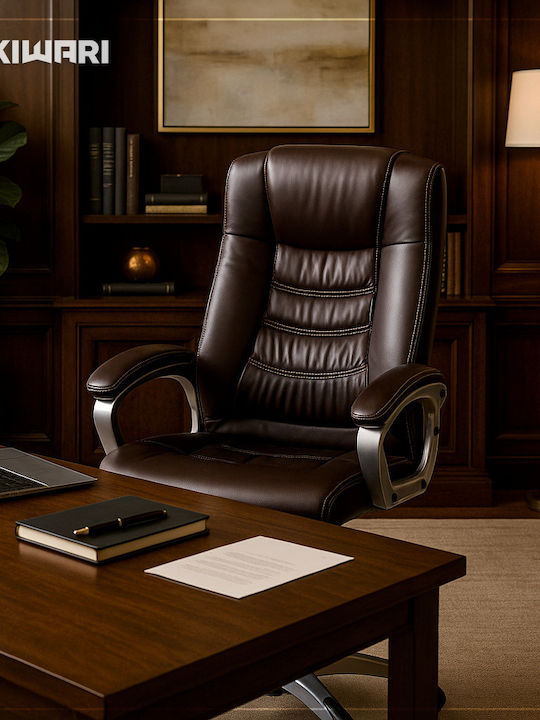 Reclining Office Chair with Fixed Arms Brown