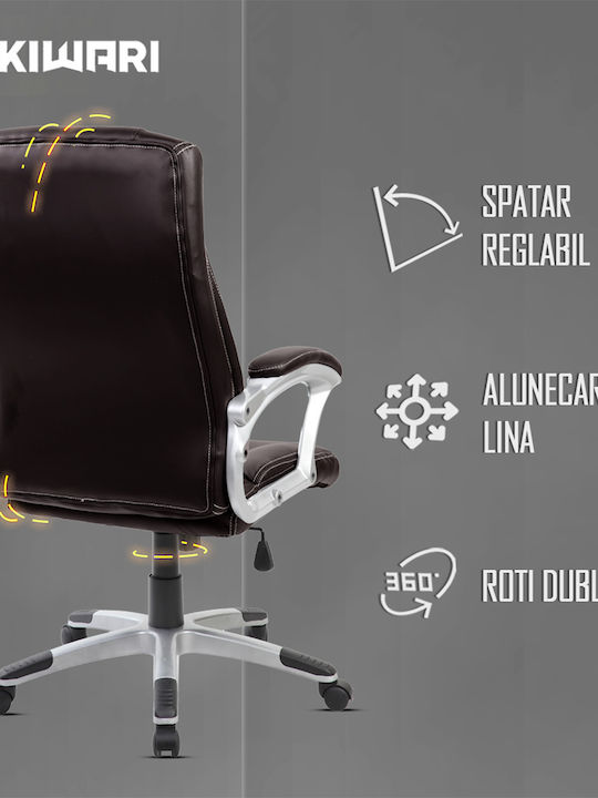 Reclining Office Chair with Fixed Arms Brown