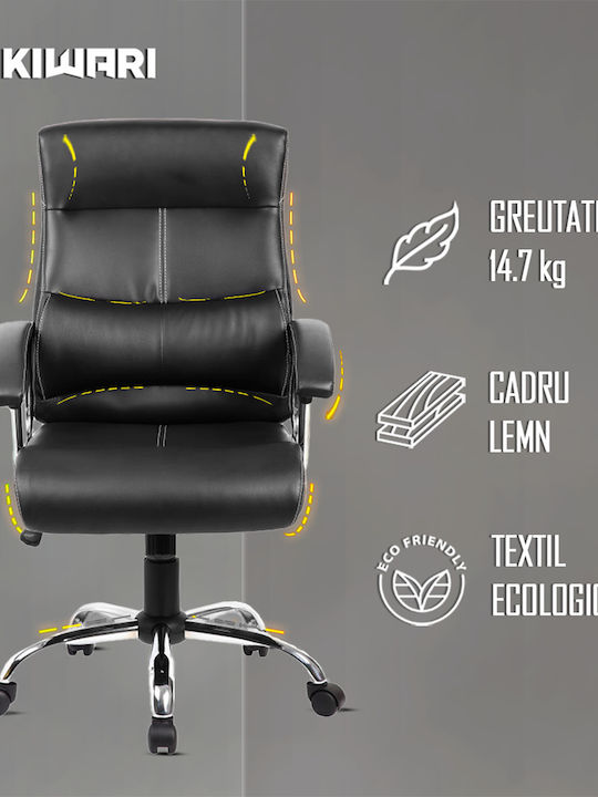 Reclining Office Chair with Fixed Arms Black