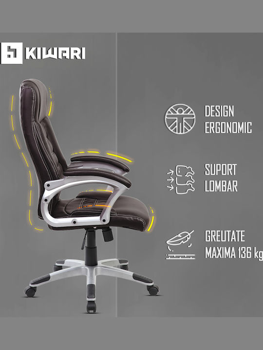 Reclining Office Chair with Fixed Arms Brown