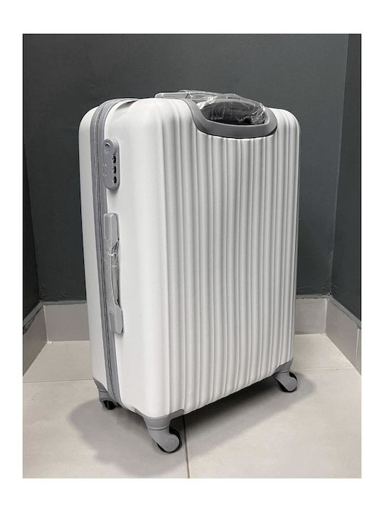 Valiză Mare De Călătorie Dură Albă Cu 4 Roți Înălțime 72 Cm