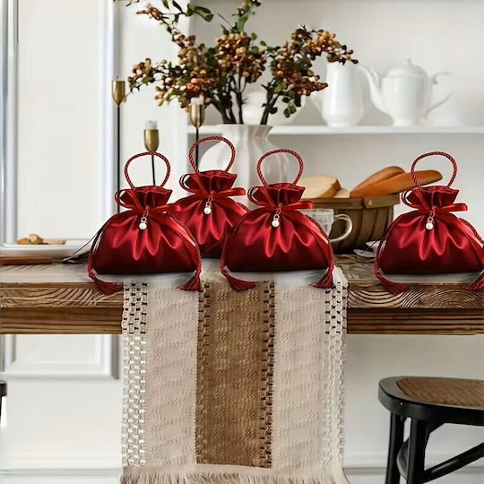 By Queen Luxury Gift Pouch Red Pearl Σατέν Πουγκί