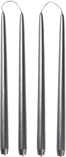 Broste Copenhagen Dekorative Silber Kerze Kegel 38cm 4Stücke