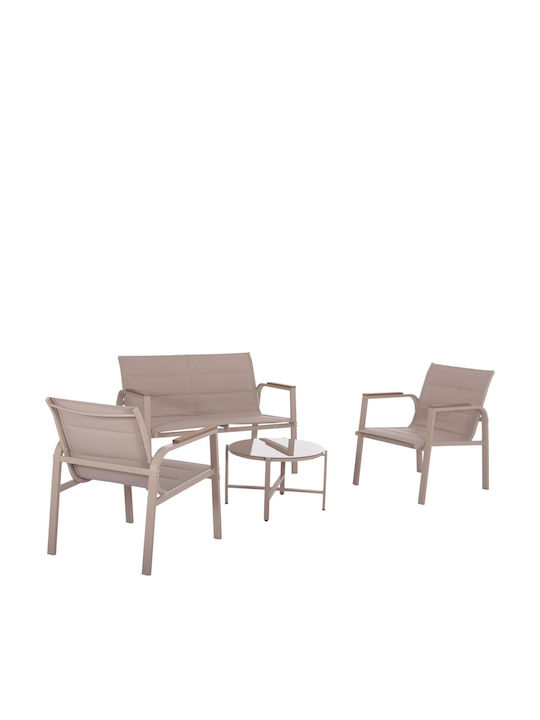 Garten- und Outdoor-Möbelsets 4 Stück Cappuccino