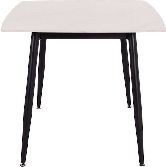 Masă Sala de mese White Marble, Black 160x80x74buc