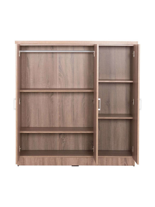 Triple Door Wardrobe Shelves Sonama Oak 116x40x123cm