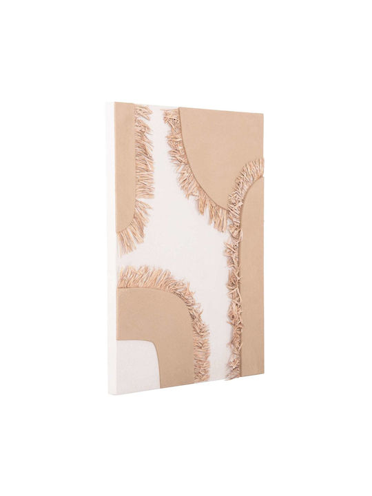 Rectangular Painting Fb94533 MDF Off-White-Brown Color-Beige Tassels 60x4.5 Thickness X80cm
