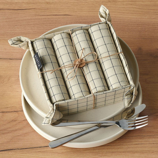 Kentia Plato Handtuch aus 100% Baumwolle in Beige Farbe 35x50cm 5Stück