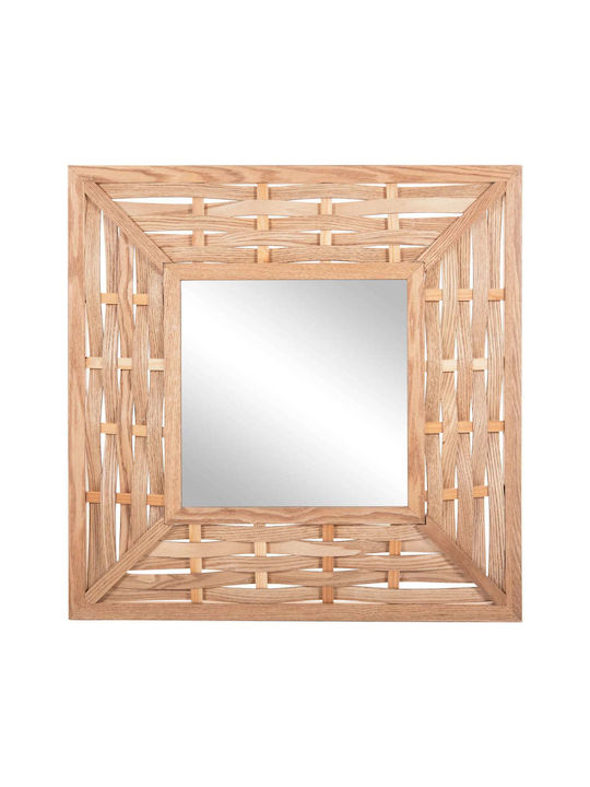 Freebox Wall Mirror with Beige Wooden Frame 71x71cm 1pcs
