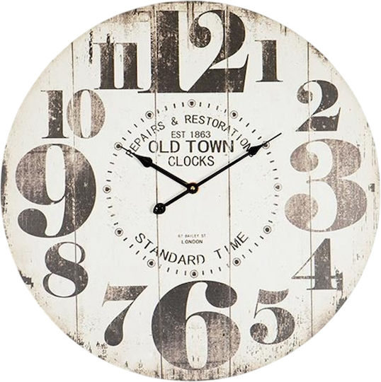 Wall Clock Wooden Ecru 58.2x4.3cm