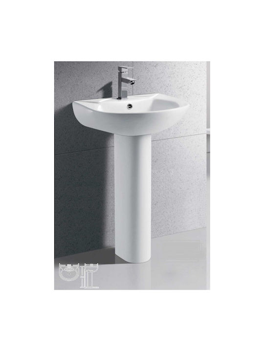 Tema Aufgesetztes Waschbecken Porzellan mit Wasserhahn 52x44cm Weiß