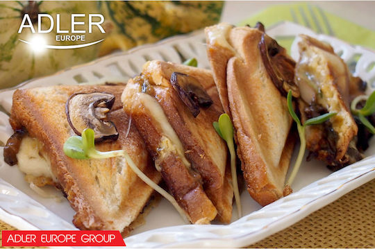 Adler Sandwich Maker pentru for 2 Sandwiches Sandvișuri 750W Inox
