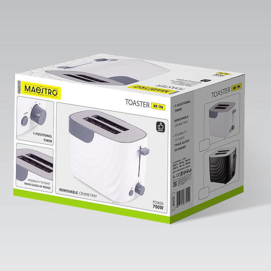 Maestro Toaster 2 Slots 700W White