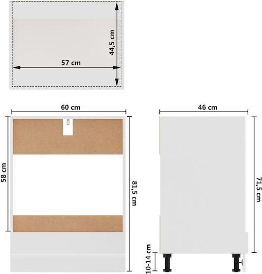 Unterschrank für Ofen White 60x46x81.5Stück