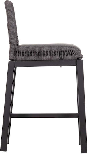 Bar Stool Medium Height Fb95791.23 Black Aluminum--Grey Rope 47.5x55x94.5cm