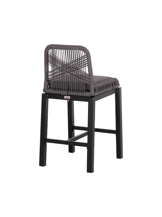 Barhocker mittlere Höhe Fb95791.23 Schwarz Aluminium--Graues Seil 47.5x55x94.5cm