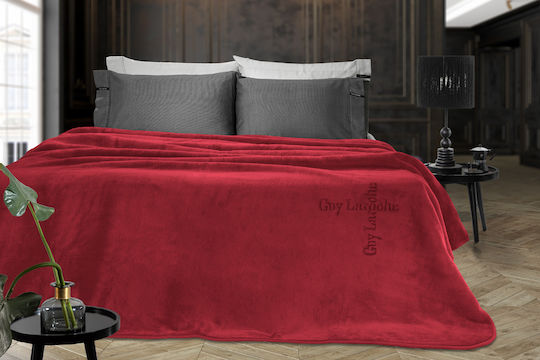 Guy Laroche Logo Κουβέρτα Βελουτέ Μονή 160x220εκ. Burgundy