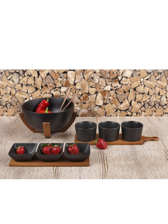 Cryspo Trio Salad Bowl Black 23x23x10cm 3pcs