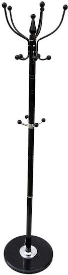 Homeplus Metallic Coat Rack Black Rotating with Marble Base 38x38x176cm