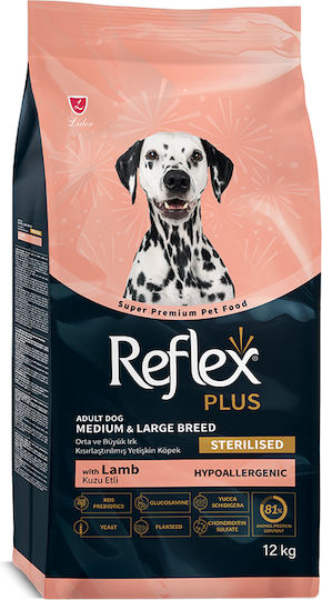 Reflex Medium & Large Sterilised 12kg Trockenfutter Dit fr erwachsene  sterilisierte Hunde mittlerer & groer Rassen mit Lamm und Reis | Skroutz  Germany