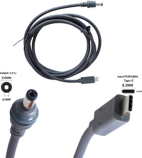 Mini 100w Usb Type-c Kabel DC - DC 2m (1-PER0094) 1Stück