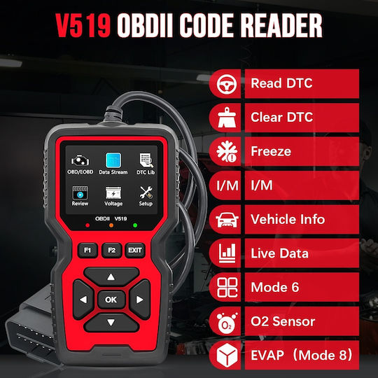 Instrument de diagnostic auto cu ecran OBD 2 cu cablu