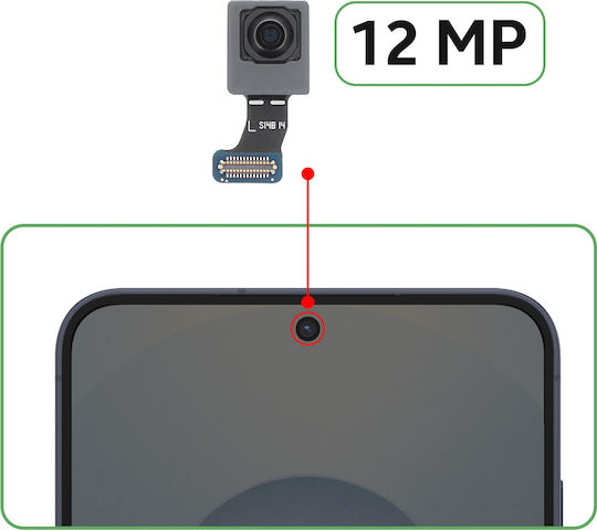 Clappio 12mp Селфи Предна Камера Съвместима Част За Samsung Galaxy S25 Плюс Черна