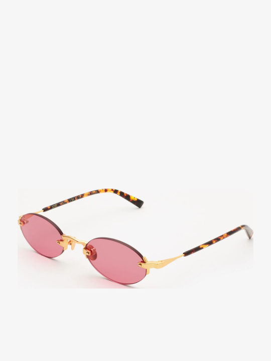 Gast Unisex Sunglasses with Gold Metal Frame and Pink Lens UA01