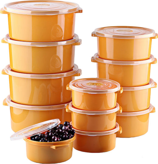 Set Lunch Boxes Plastic Orange 12 Pieces