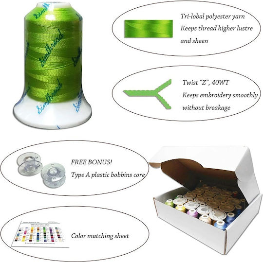 Embroidery Thread Kit 40 Spools 500 M Multicolor