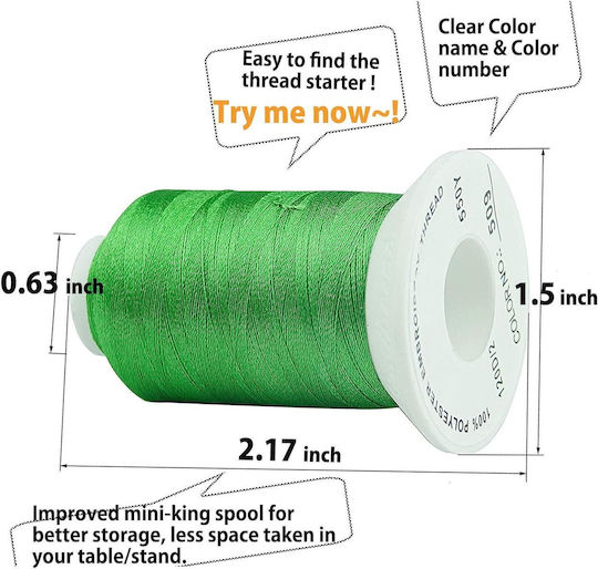 Embroidery Thread Kit 63 Spools 500 M Multicolor