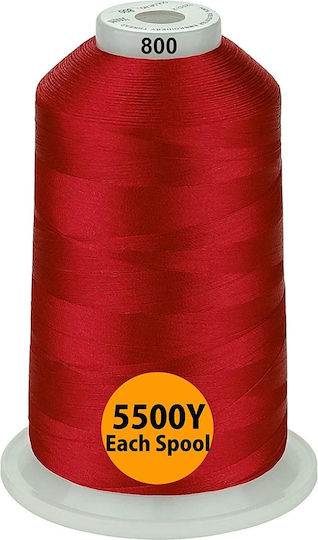 Embroidery Thread Set 3 Spools 5000 M Red Color