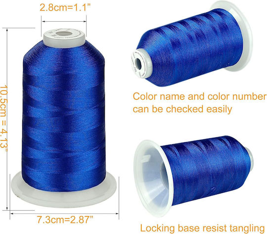 Embroidery Thread Set 3 Spools 5000 M Blue Color