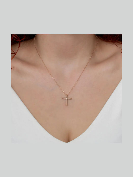 Women's Rose Gold Cross 14K with Chain
