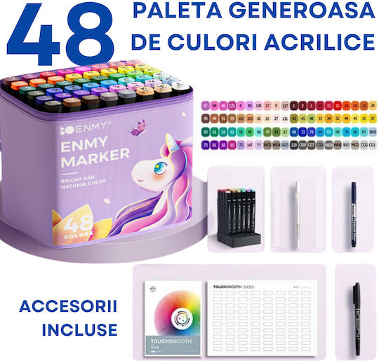 Qova Markere de Desen 6mm Set 48buc