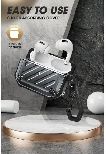 Supcase Unicorn Beetle Pro Case Plastic with Hook in Black color for Apple AirPods Pro 2