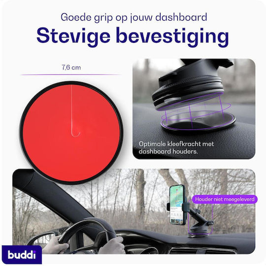 Αυτοκόλλητη Βάση Βεντούζα Ταμπλό Buddi Way Universal Βάσεις Αυτοκίνητου Χωρίς Βάση Black 8719246496813