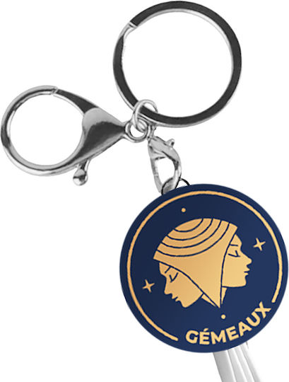 Yello Koko Cable Usb 3 In 1 Micro-usb Usb-c Lightning Design Astrology Gemini Keyring White