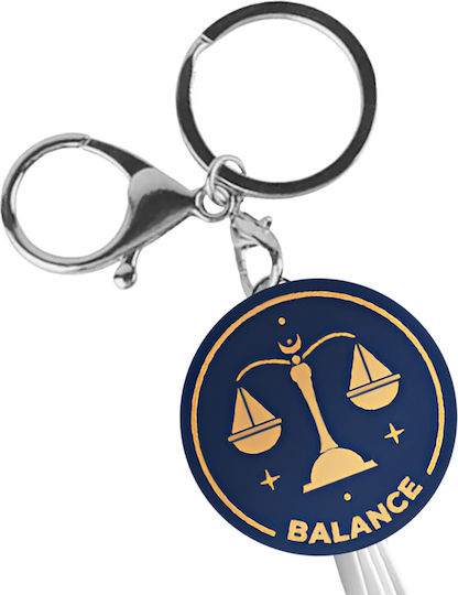 Yello Koko Cable Usb 3 In 1 Micro-usb Usb-c Lightning Design Astrology Libra Keyring White