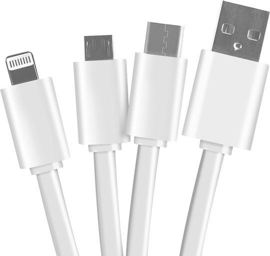 Yello Koko Cablu Usb 3 În 1 Micro-usb Usb-c Lightning Design Astrology Săgetător Brelog Alb