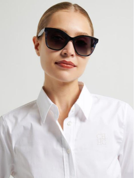 Carolina Herrera Unisex Sunglasses with Black Horn-Rimmed Frame and Grey Gradient Lenses HER 0390/S 807/9O