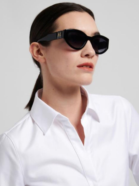 Carolina Herrera Unisex Sunglasses with Black Horn-Rimmed Frame and Grey Gradient Lens HER 0370/S 807/9O