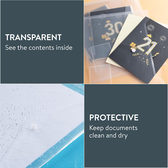 Hands Document Folder Set 30 Pcs A4 Size Plastic 33.5 X 23.5 Cm Clasp Closure Reusable Transparent