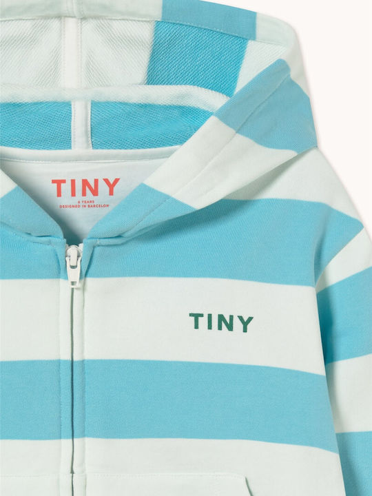 Kinderstrickjacke mit Kapuze Cyan