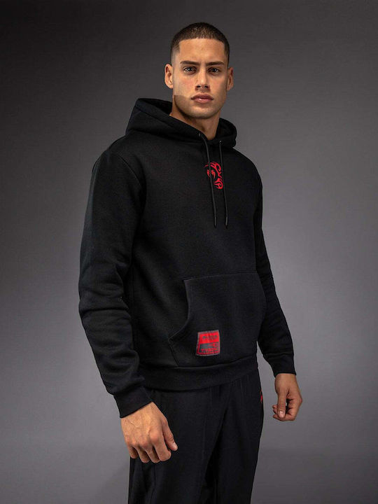 Sweatshirt with Hood Black/red
